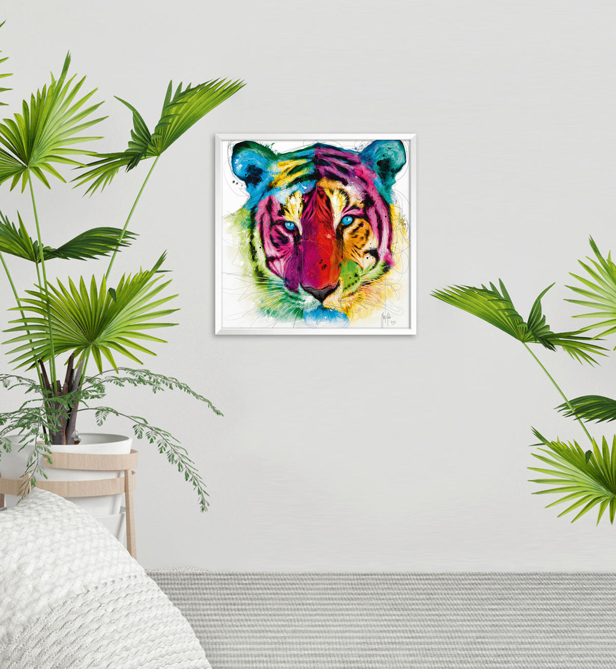 KUNSTDRUCK Tiere 30/30 cm  - Blau/Gelb, Basics, Papier (30/30cm) - Monee