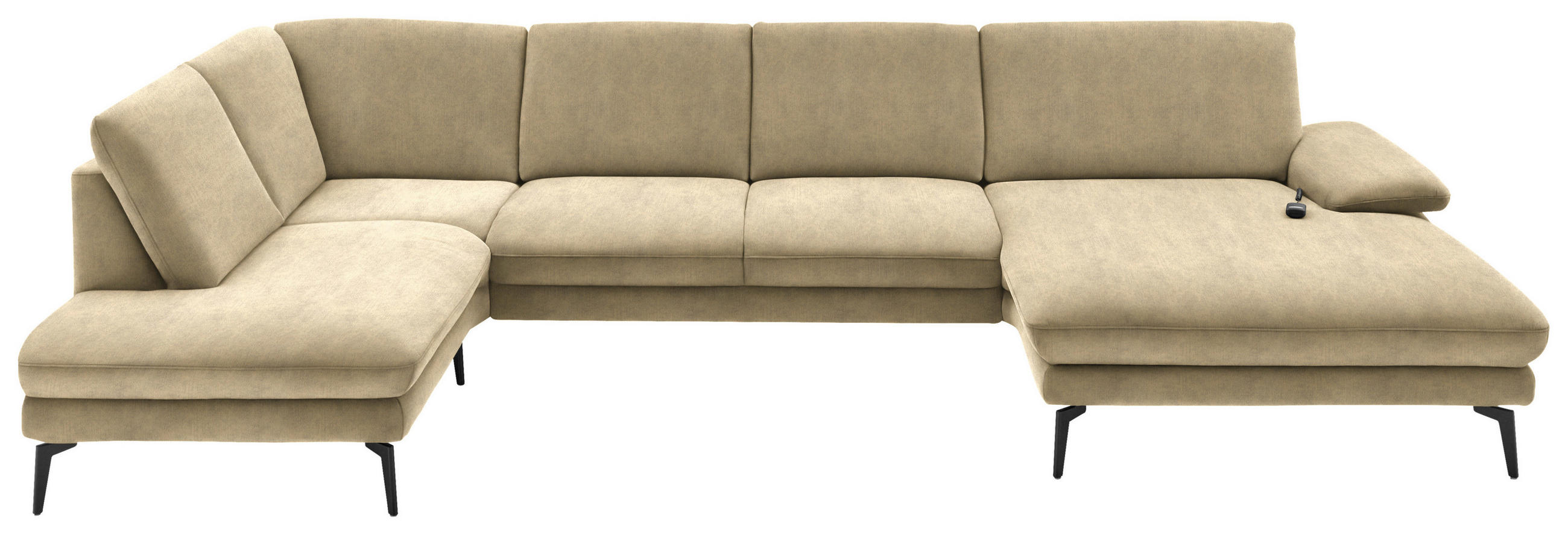 WOHNLANDSCHAFT in Velours Cappuccino  - Schwarz/Cappuccino, Design, Textil/Metall (208/344/180cm) - Dieter Knoll