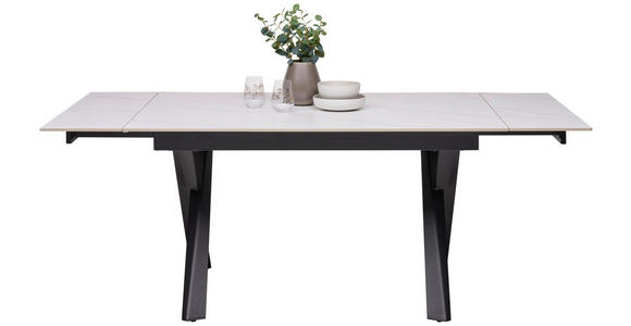 ESSTISCH in Metall, Keramik 140-200/90/76 cm  - Schwarz/Weiß, Design, Keramik/Metall (140-200/90/76cm) - Hom`in