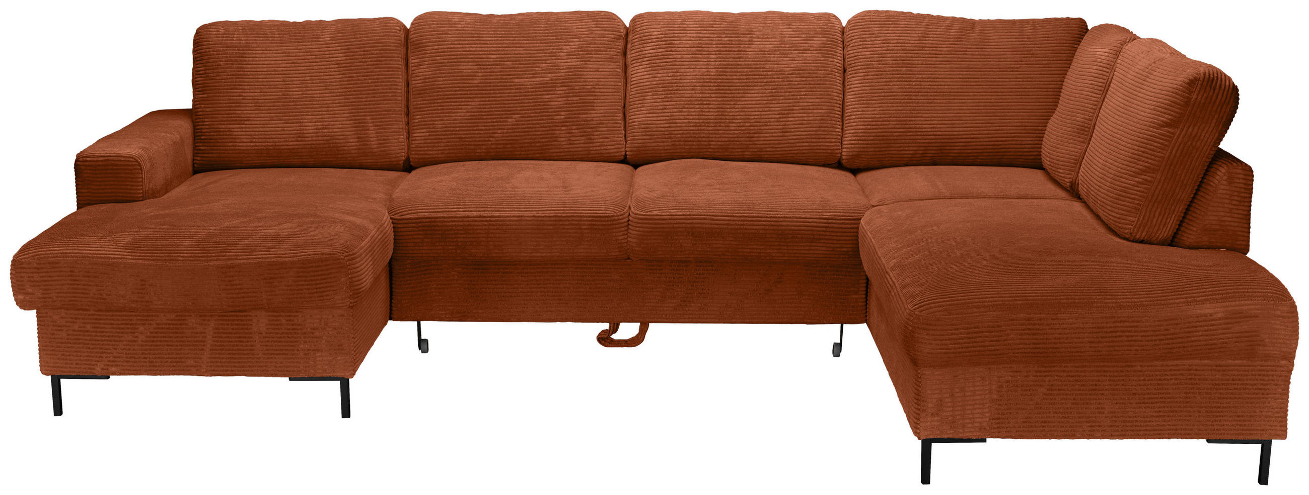 WOHNLANDSCHAFT Rostfarben Cord  - Rostfarben/Schwarz, KONVENTIONELL, Textil/Metall (148/303/197cm) - Carryhome