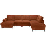 WOHNLANDSCHAFT Rostfarben Cord  - Rostfarben/Schwarz, KONVENTIONELL, Textil/Metall (148/303/197cm) - Carryhome