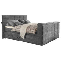 BOXSPRING-ÁGY 180/200 cm  sötétszürke  - sötétszürke, Konventionell, textil (180/200cm) - Carryhome
