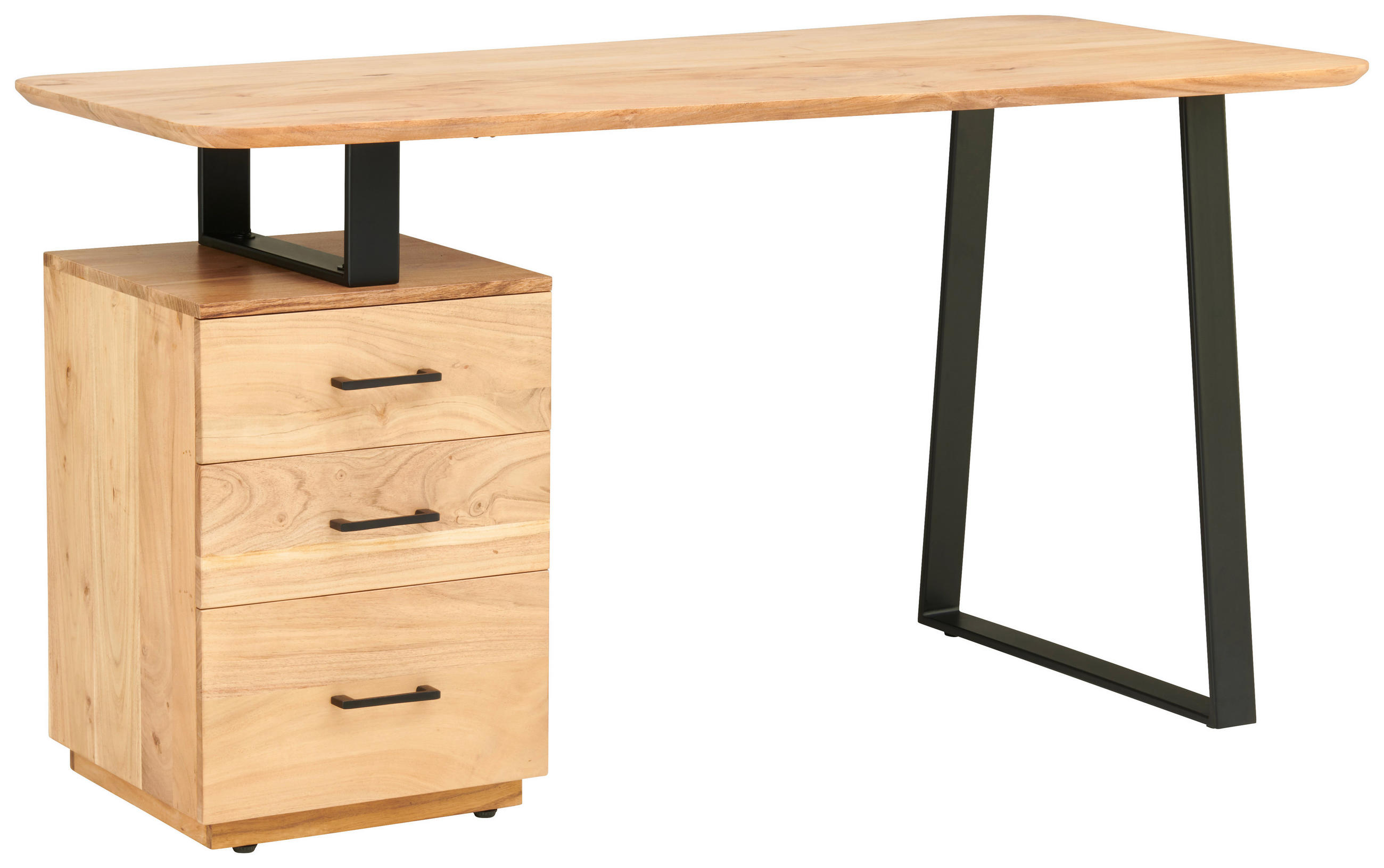 SCHREIBTISCH  in Schwarz, Akaziefarben  - Schwarz/Akaziefarben, MODERN, Holz/Metall (145/76/67cm) - MID.YOU
