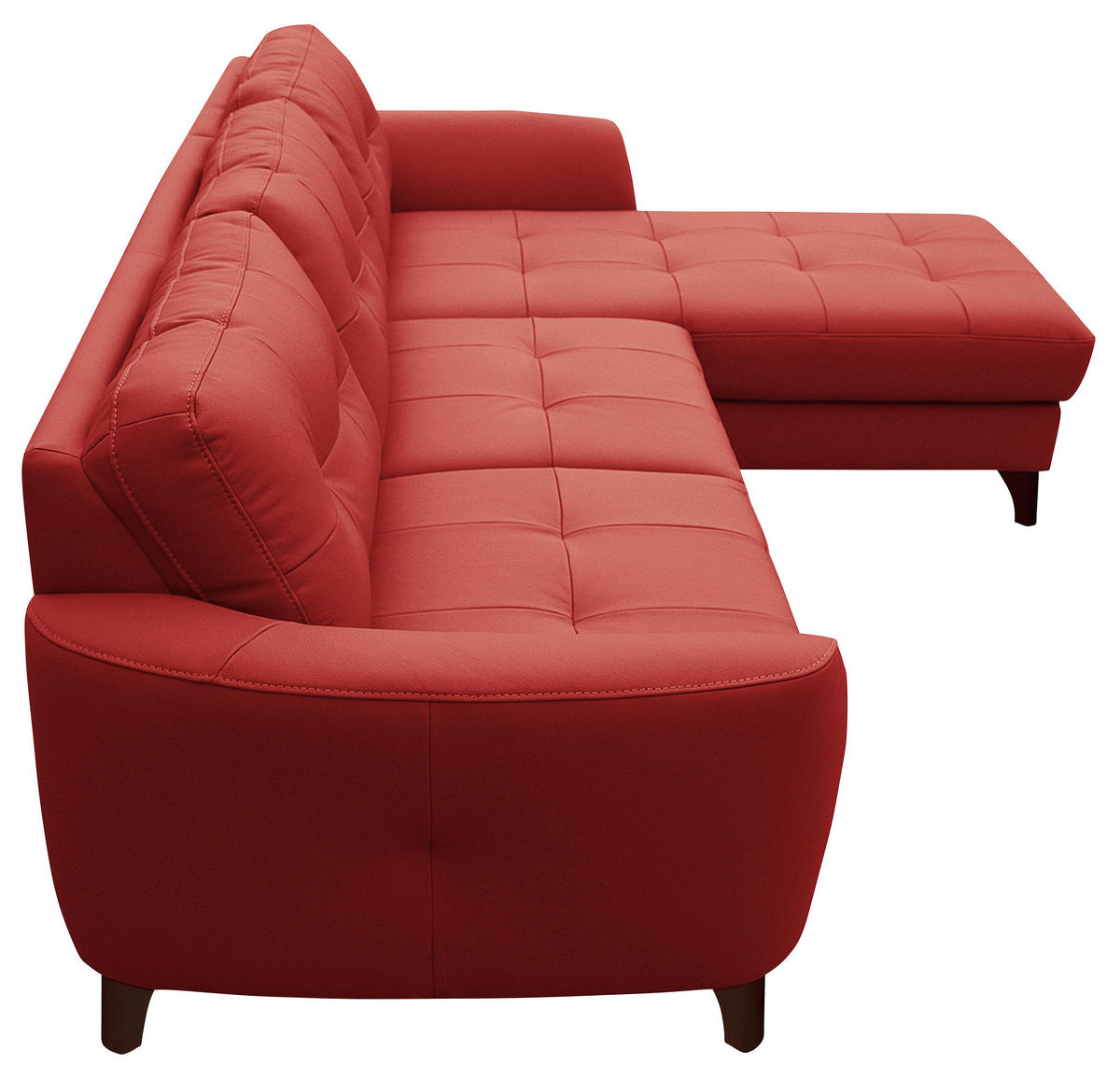 ECKSOFA in Lederlook Echtleder Rot  - Buchefarben/Rot, Design, Leder/Holz (238/168cm) - Livetastic