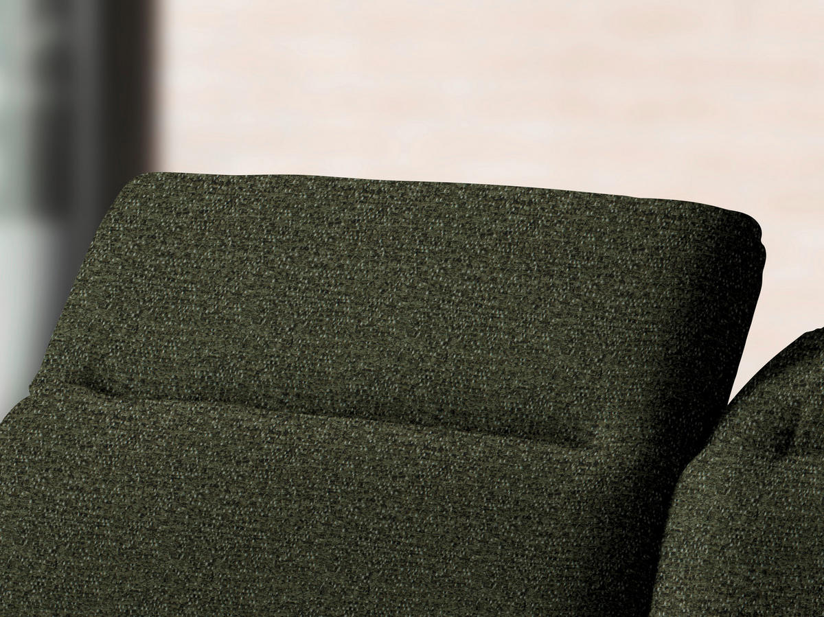 ECKSOFA in Webstoff Olivgrün  - Schwarz/Olivgrün, Design, Textil/Metall (180/289cm) - Stylife