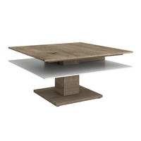 COUCHTISCH in Holz, Glas 90/90/46 cm  - Weiss/Eichefarben, Design, Glas/Holz (90/90/46cm) - Voglauer