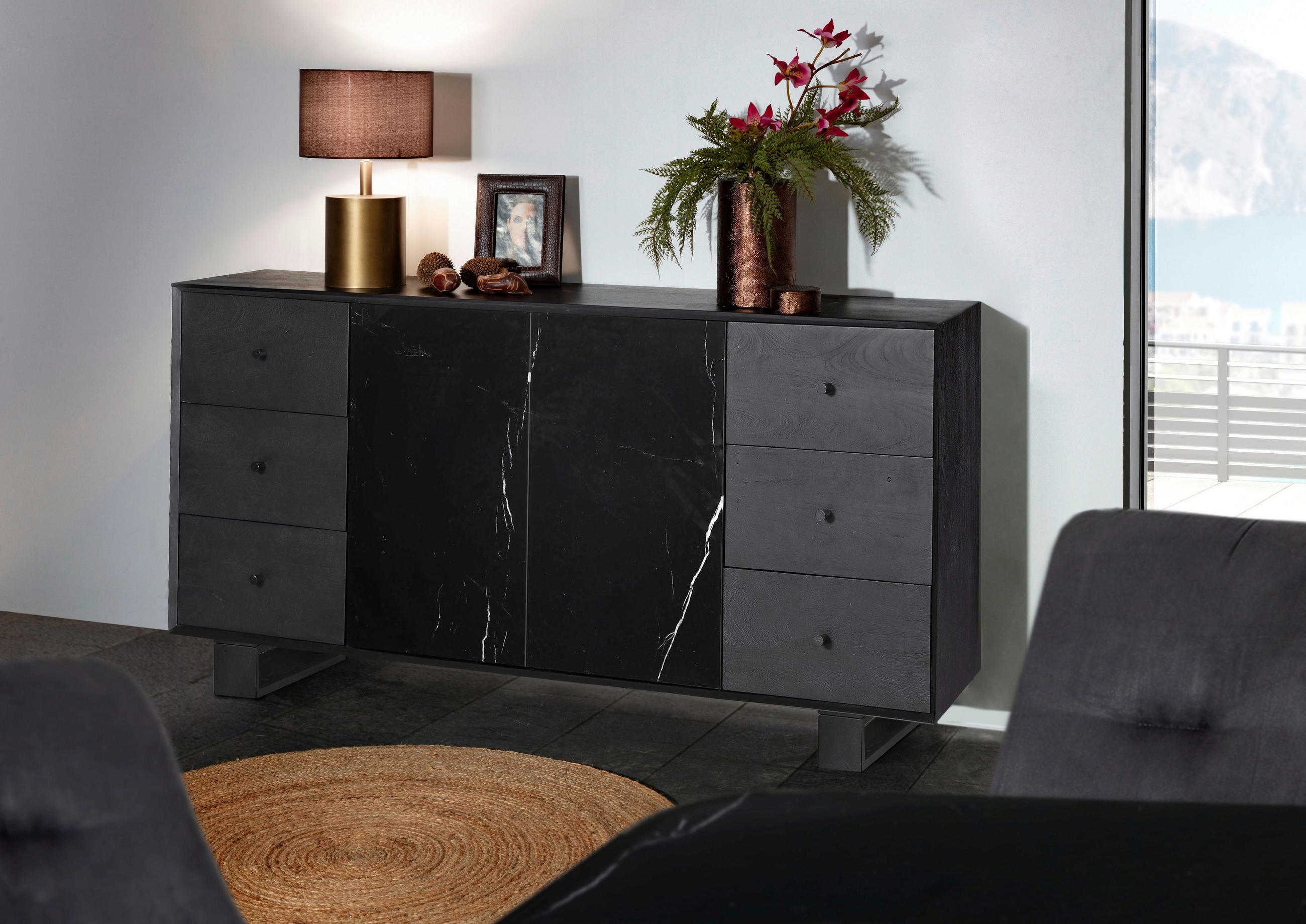 SIDEBOARD INIZIO  in 170/80/42 cm  - Schwarz, MODERN, Glas/Holz (170/80/42cm) - Livetastic