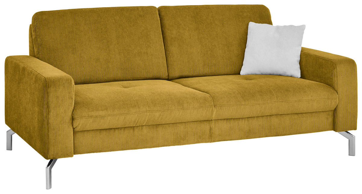 3-SITZER-SOFA Feincord Hellgrün  - Chromfarben/Hellgrün, Design, Textil/Metall (194/87/105cm) - Beldomo Style