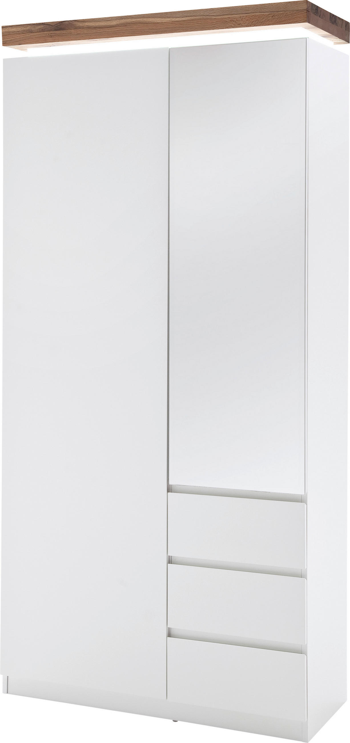 GARDEROBENSCHRANK Romina  in 91/198/38 cm  - Weiss/Eichefarben, Design, Glas/Holz (91/198/38cm) - Novel