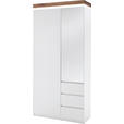 GARDEROBENSCHRANK Romina in 91/198/38 cm - Eichefarben/Weiß, Design, Glas/Holz (91/198/38cm) - Novel