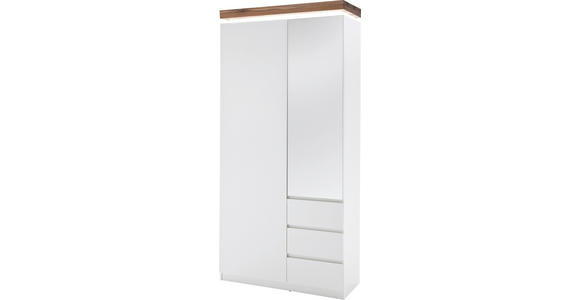 GARDEROBENSCHRANK Romina in 91/198/38 cm - Eichefarben/Weiß, Design, Glas/Holz (91/198/38cm) - Novel