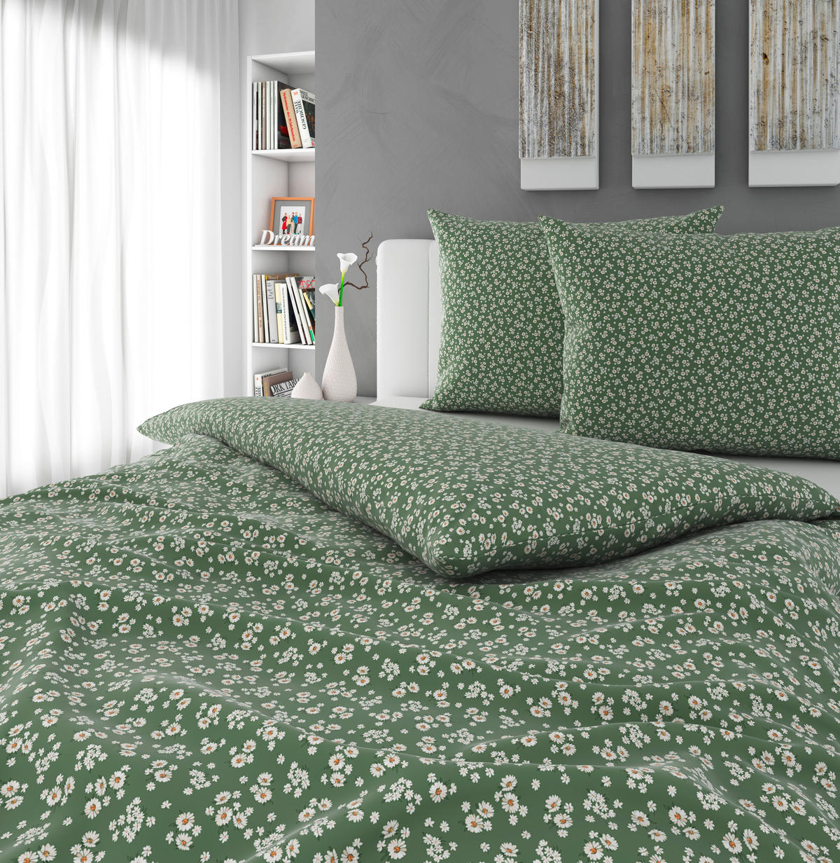 POSTELJINA GREEN 200/200 cm saten zelena  - zelena, Konvencionalno, tekstil (200/200cm) - Esposa