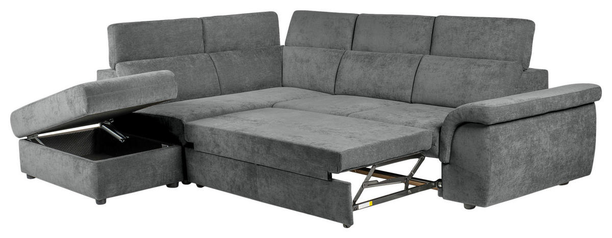 ECKSOFA Dunkelgrau Flachgewebe  - Dunkelgrau/Schwarz, KONVENTIONELL, Kunststoff/Textil (235/280cm) - Carryhome