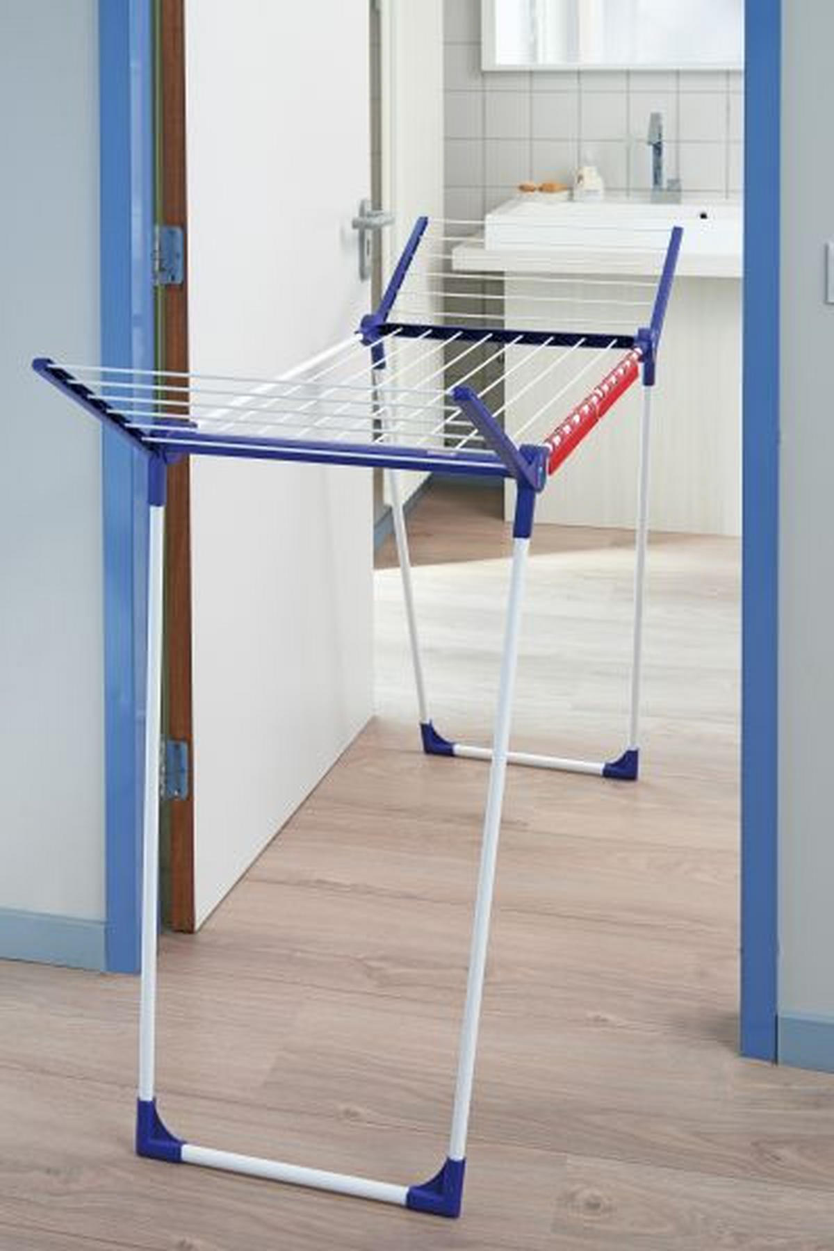 STANDTROCKNER PEGASUS 150 SOLID SLIM 157/55/87 cm  - Blau/Weiß, Basics, Kunststoff/Metall (157/55/87cm) - Leifheit