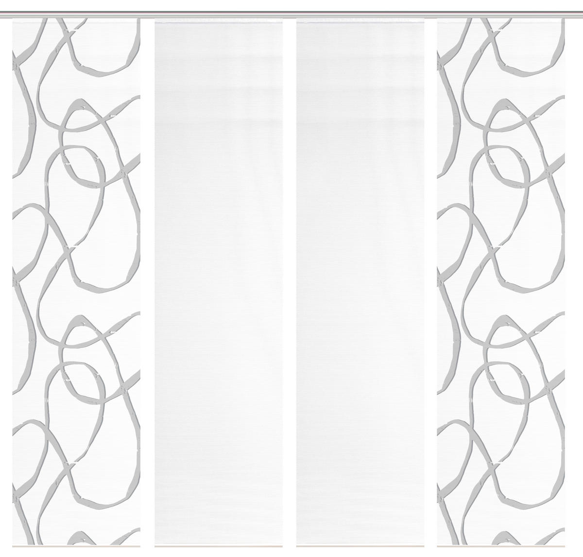 FLÄCHENVORHANG  4 Stück  blickdicht  60/260 cm   - Grau Hochglanz/Weiß, KONVENTIONELL, Textil (60/260cm)