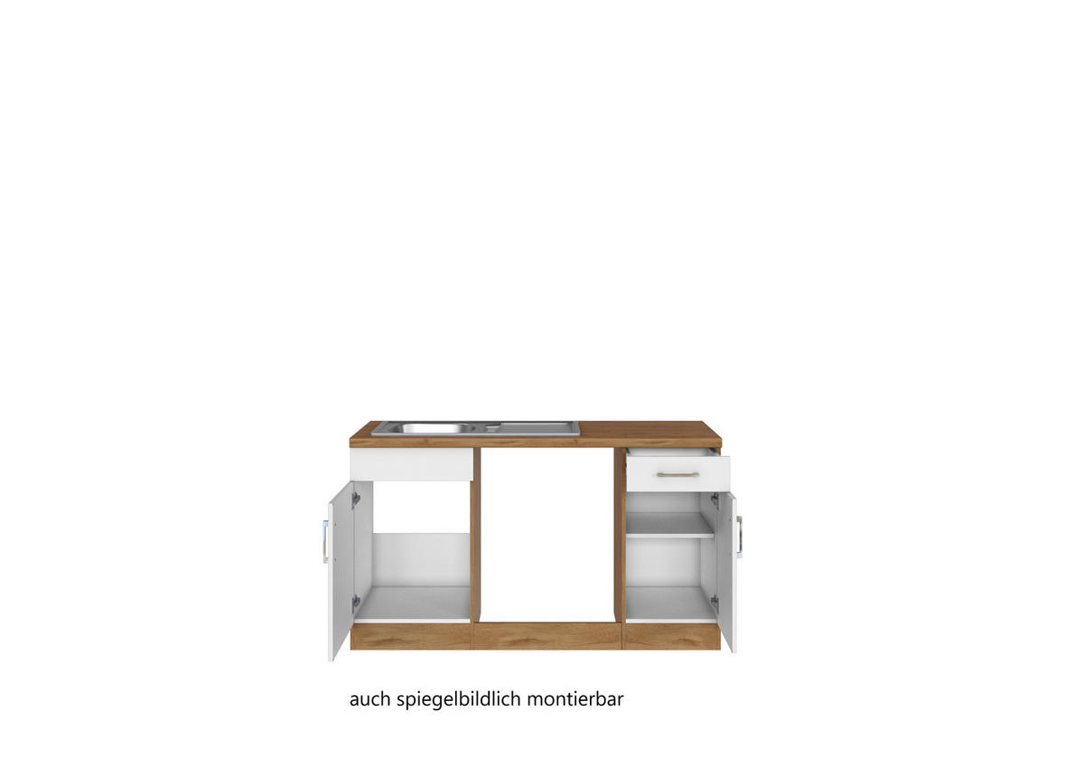 ECKKÜCHE 210/210 cm  in Weiß  - Eichefarben/Alufarben, MODERN, Holzwerkstoff/Metall (210/210cm) - Held