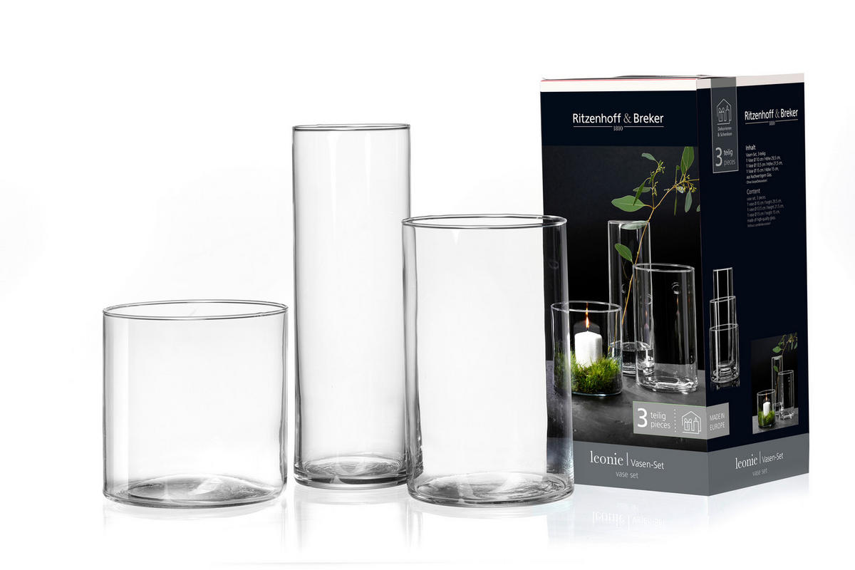 3 db-os váza szett 15-29,5 cm  - átlátszó, Konventionell, Üveg (15.5/15.5/30cm) - Ritzenhoff Breker