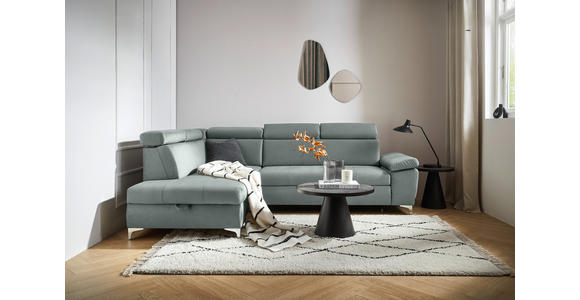 ECKSOFA in Mikrofaser Mintgrün  - Chromfarben/Mintgrün, KONVENTIONELL, Textil/Metall (206/271cm) - Carryhome