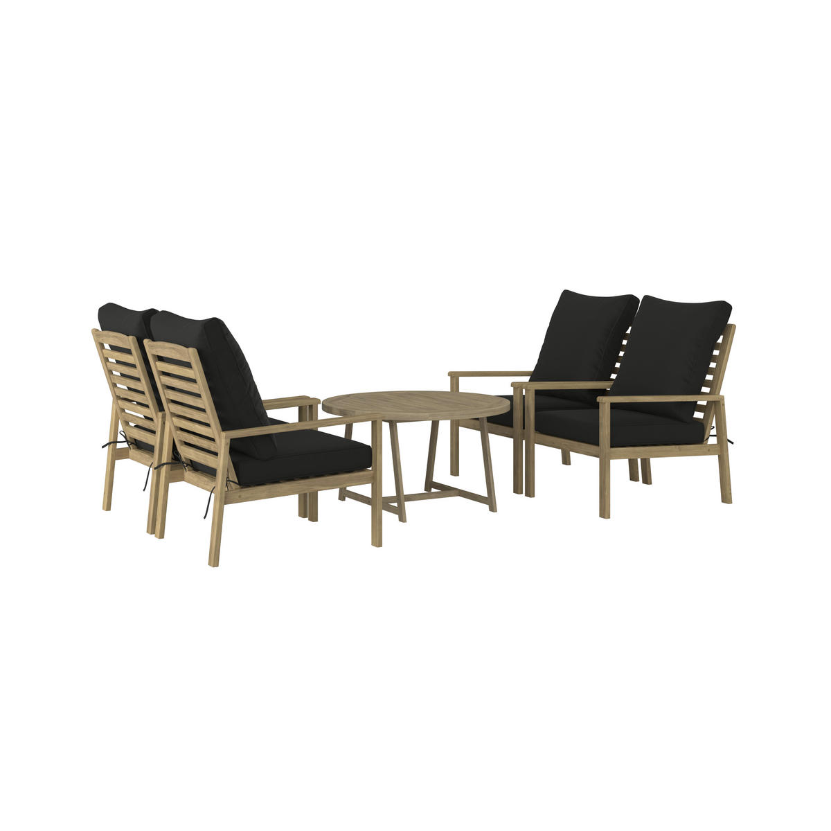 SET MOBILIER DE GRĂDINĂ  - gri închis/culoare lemn acacia, Modern, lemn/textil - Ambia Garden