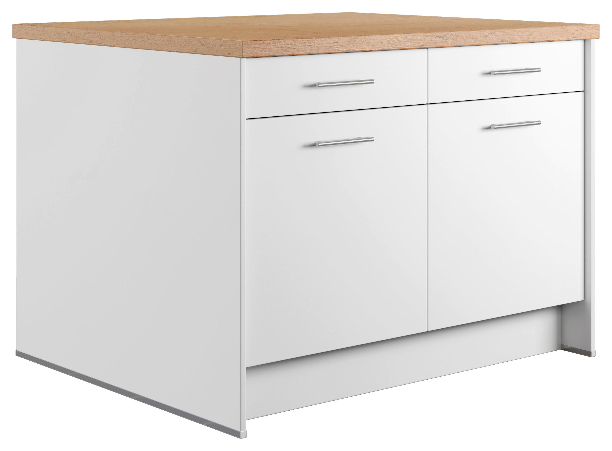 KÜCHENINSEL 123,4/91,8/96,6 cm  in Weiß, Eichefarben  - Edelstahlfarben/Eichefarben, Basics, Holzwerkstoff/Metall (123,4/91,8/96,6cm) - Impuls