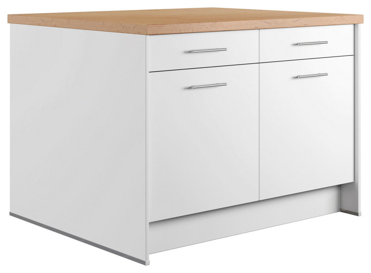 KÜCHENINSEL 123,4/91,8/96,6 cm  in Weiß, Eichefarben  - Edelstahlfarben/Eichefarben, Basics, Holzwerkstoff/Metall (123,4/91,8/96,6cm) - Impuls