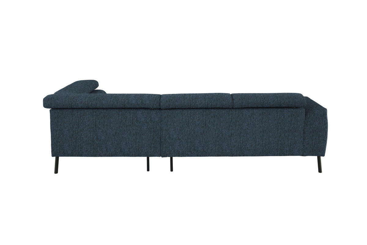 ECKSOFA in Webstoff Blau  - Blau/Schwarz, Design, Textil/Metall (280/205cm) - MID.YOU