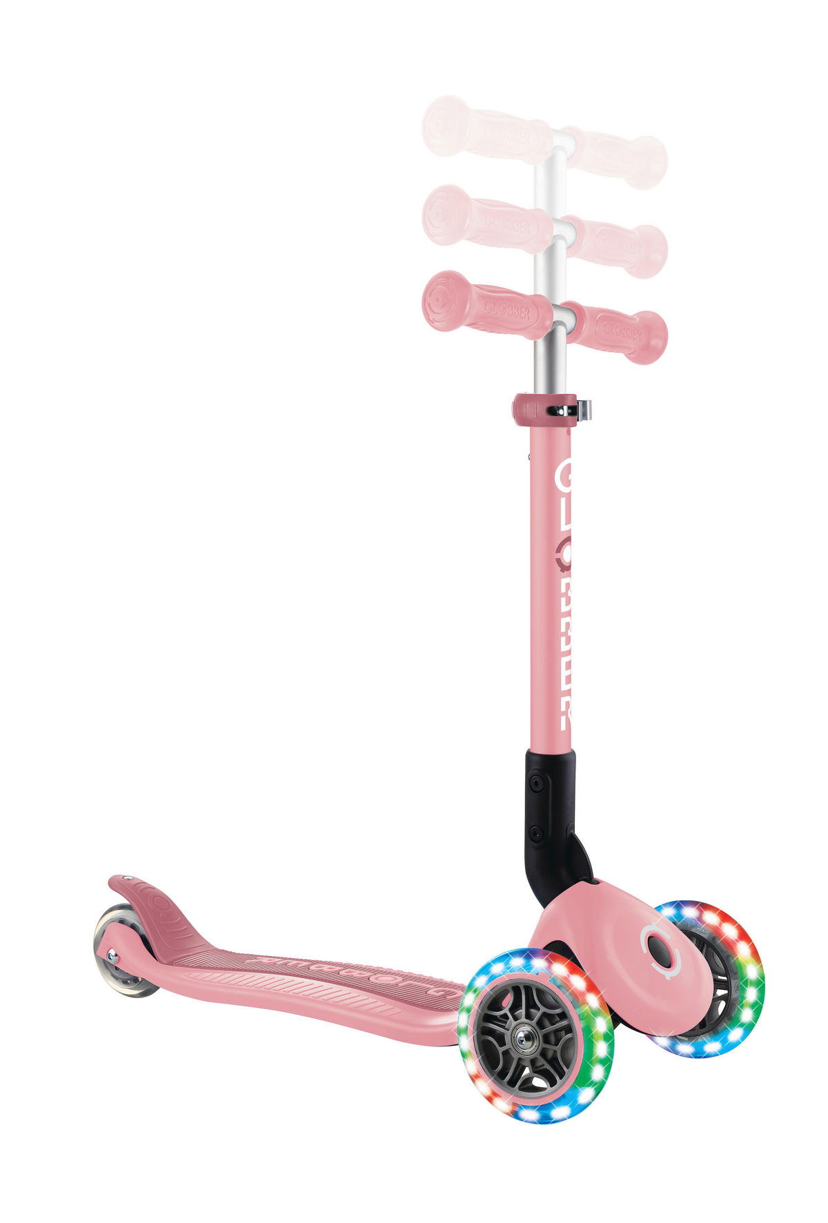 KINDERSCOOTER JUNIOR FOLDABLE LIGHTS  - Rosa, Basics, Kunststoff (56/28.6/68cm) - GLOBBER