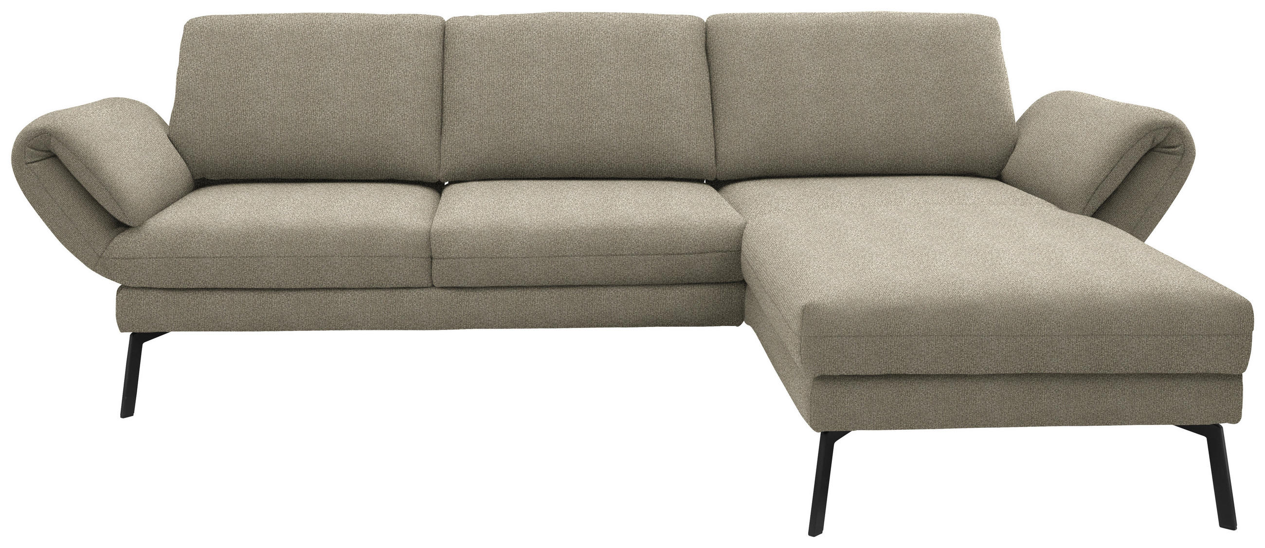 ECKSOFA  in Flachgewebe Sandfarben  255-365/175-224 cm  - Sandfarben/Schwarz, Design, Textil/Metall (255-365/175-224cm) - Dieter Knoll