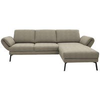 ECKSOFA  in Flachgewebe Sandfarben  255-365/175-224 cm  - Sandfarben/Schwarz, Design, Textil/Metall (255-365/175-224cm) - Dieter Knoll