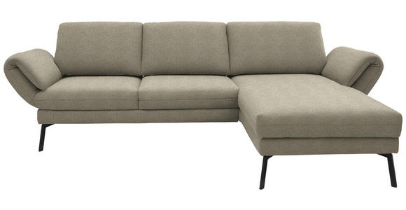 ECKSOFA  in Flachgewebe Sandfarben  255-365/175-224 cm  - Sandfarben/Schwarz, Design, Textil/Metall (255-365/175-224cm) - Dieter Knoll