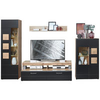 DNEVNI REGAL,  črna, barve hrasta  - barve kroma/črna, Moderno, kovina/leseni material (340/208/52cm) - Hom`in
