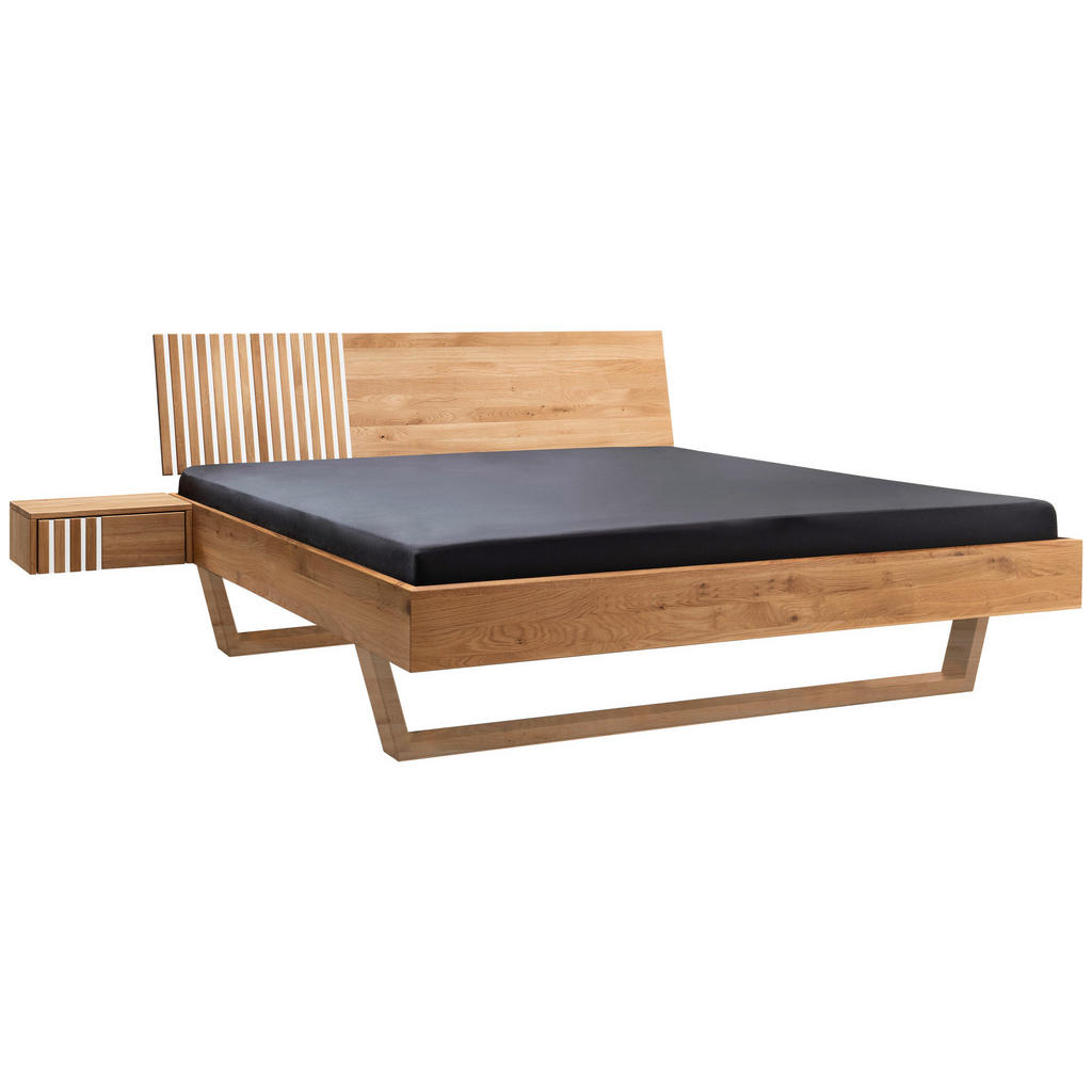 Thumbnail - Linea Natura Bett, Eiche, Weiß, Holz, Wildeiche, massiv, 180x200 cm, in verschiedenen Größen erhältlich, Schlafzimmer, B...