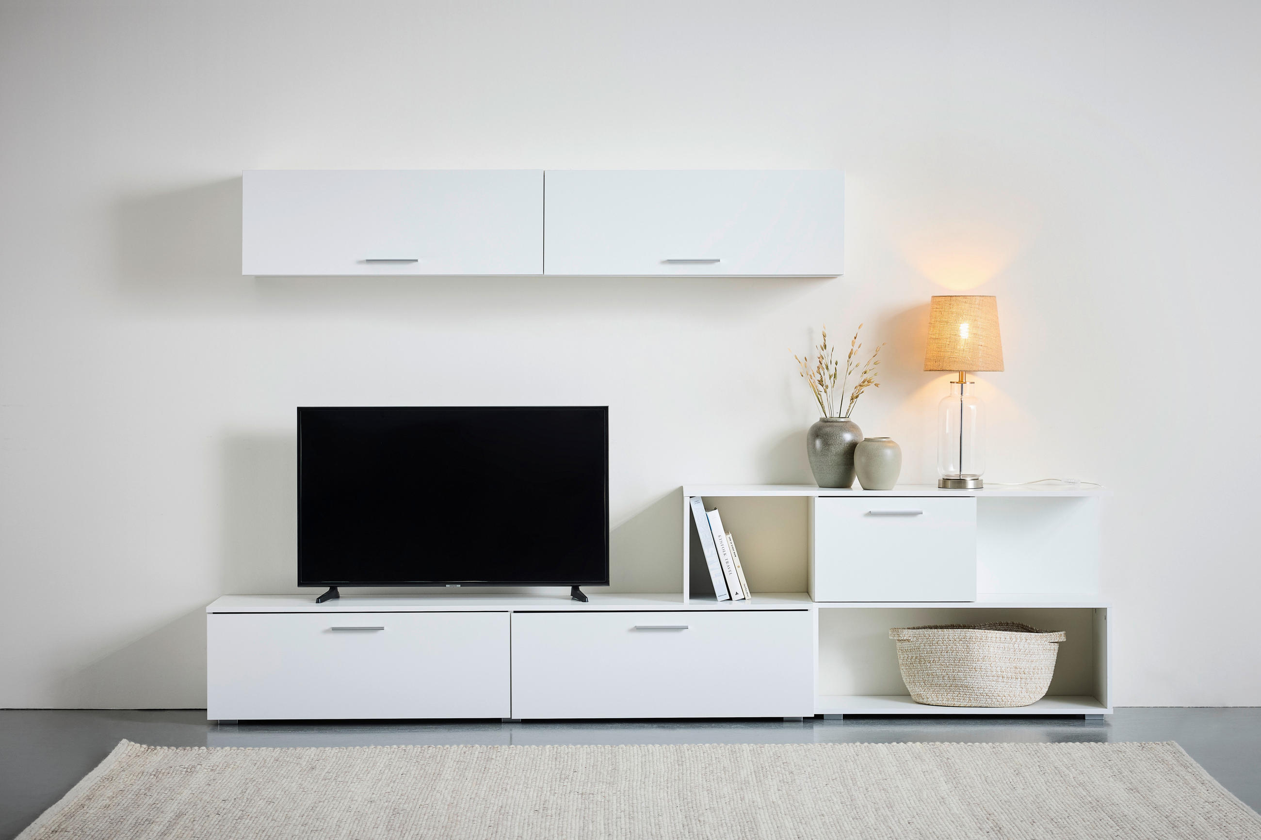 OBÝVACÍ STĚNA, bílá - bílá/barvy stříbra, Design, kompozitní dřevo/plast (277/102/35cm) - MID.YOU