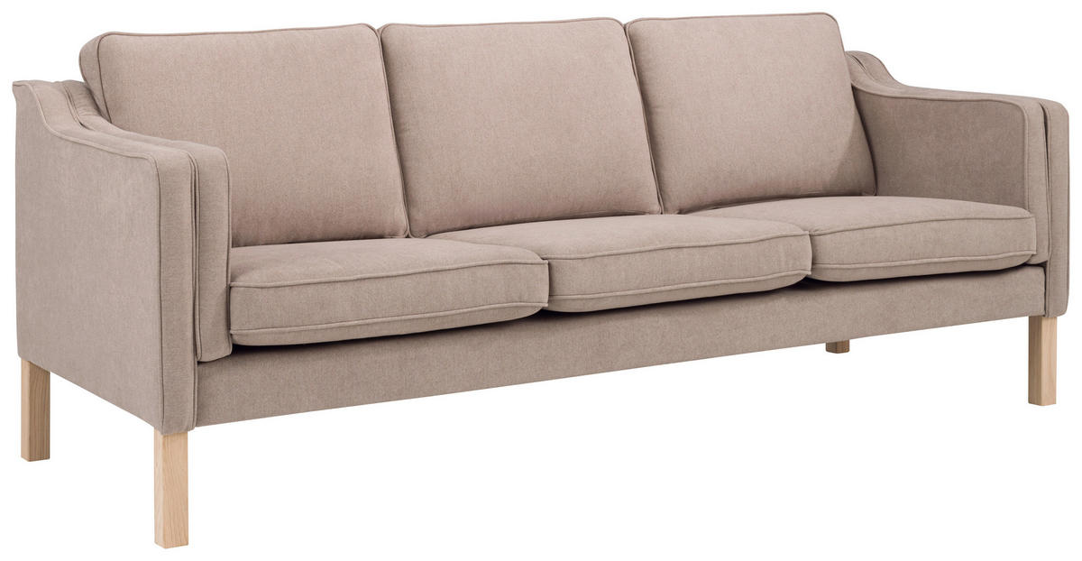 3-SITZER-SOFA Chenille Hellbraun  - Hellbraun/Eichefarben, Design, Holz/Textil (208/84/82cm)