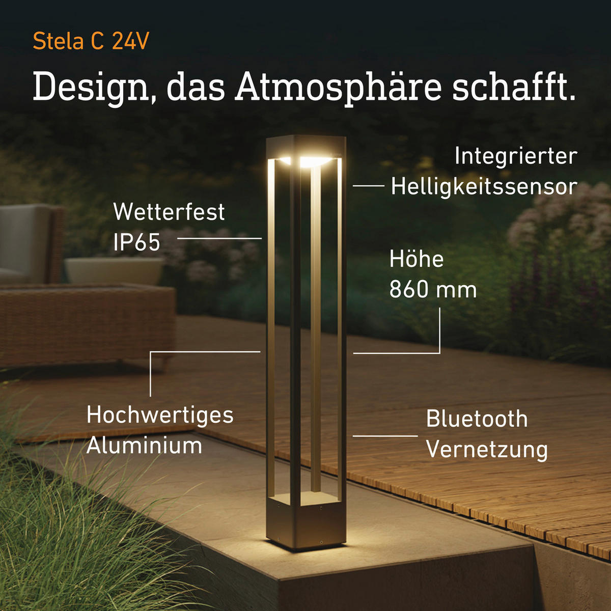 AUSSENLEUCHTE 24V Garten-Lichtsystem 13/86/13 cm  - Anthrazit, Trend, Metall (13/86/13cm) - Steinel