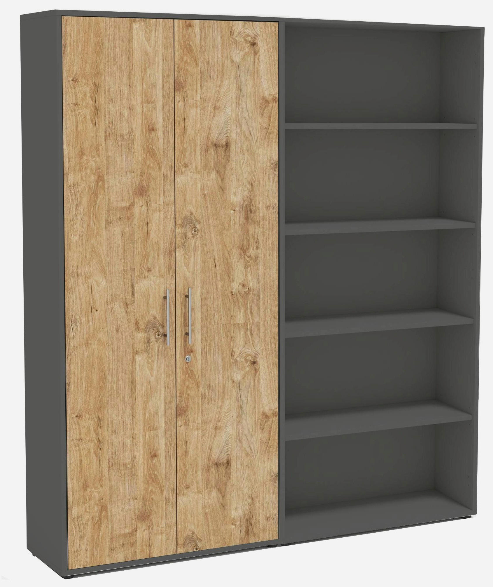 Mid.you Aktenschrank Office Edition Anthrazit, Eiche 168.8x185.6x33 cm