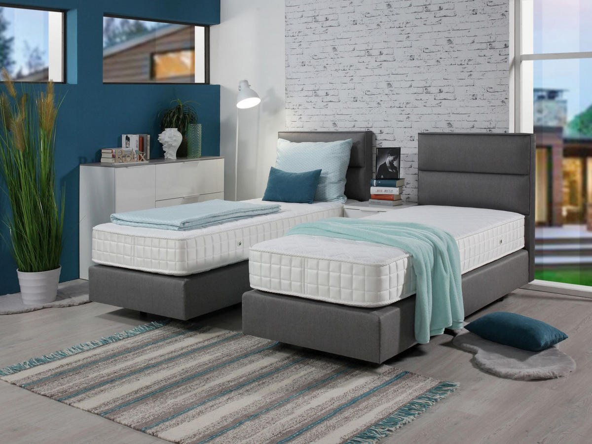 BOXSPRING KREVET 80/200 cm     siva  - siva/crna, Moderno, tekstil/drvo (80/200cm) - Hom`in