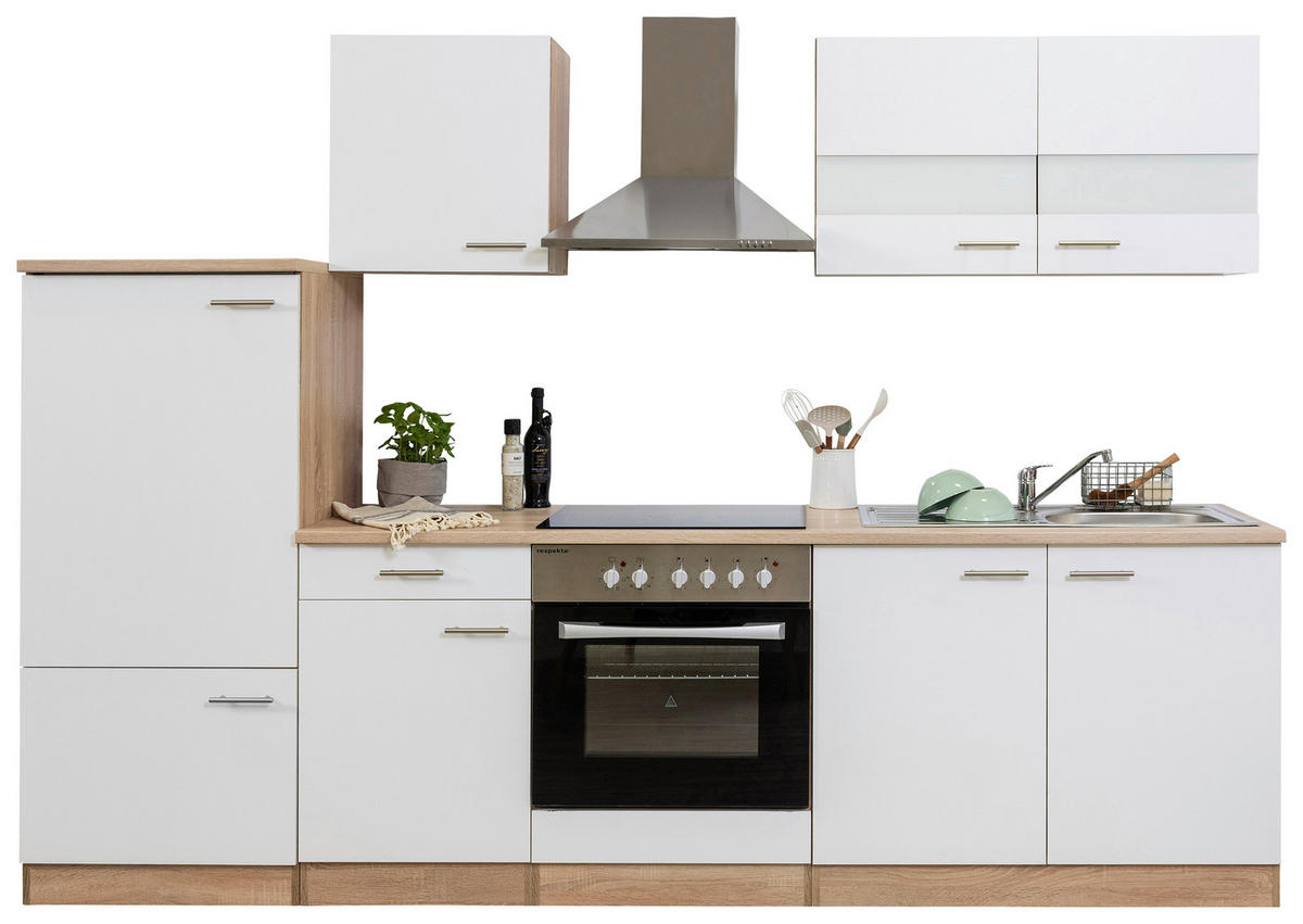 KÜCHENLEERBLOCK 270 cm   in Weiss  - Weiss/Edelstahlfarben, Basics, Holzwerkstoff/Metall (270cm) - Respekta