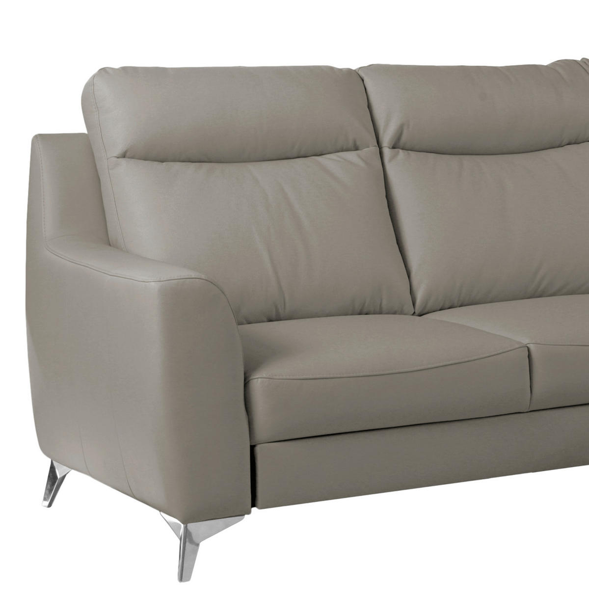 ECKSOFA Lederlook Echtleder Schlammfarben  - Chromfarben/Schlammfarben, Design, Leder/Textil (236/168cm) - Livetastic