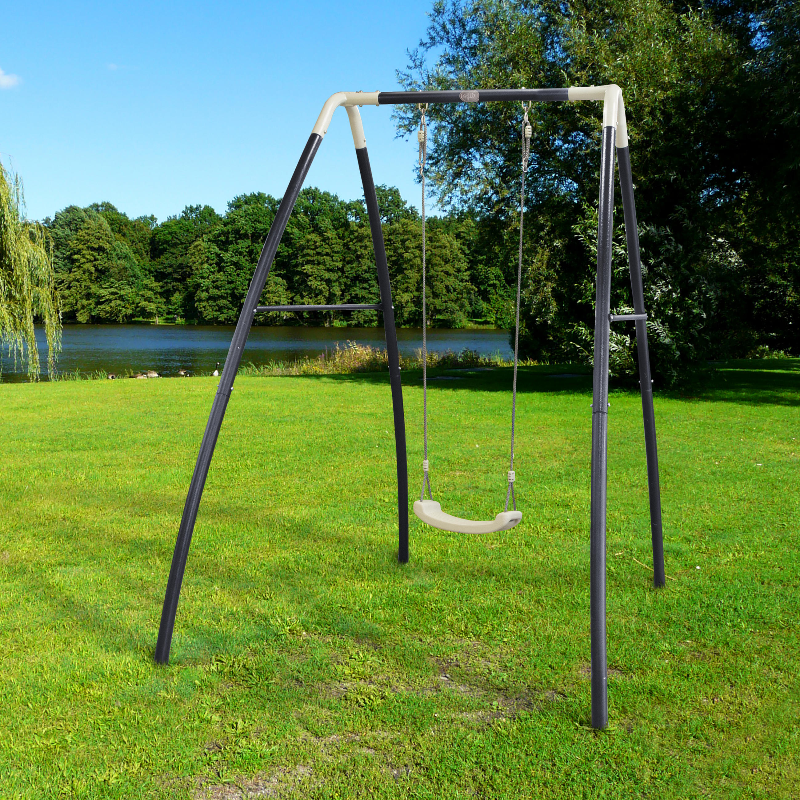 Schaukel Single Metal Swing Anthrazit  - Anthrazit, Basics, Kunststoff/Metall (140/217/210cm) - Ambia Garden