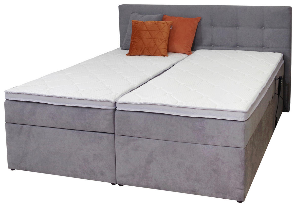 BOXBETT 180/200 cm  in Hellgrau  - Hellgrau/Schwarz, KONVENTIONELL, Kunststoff/Textil (180/200cm) - Carryhome