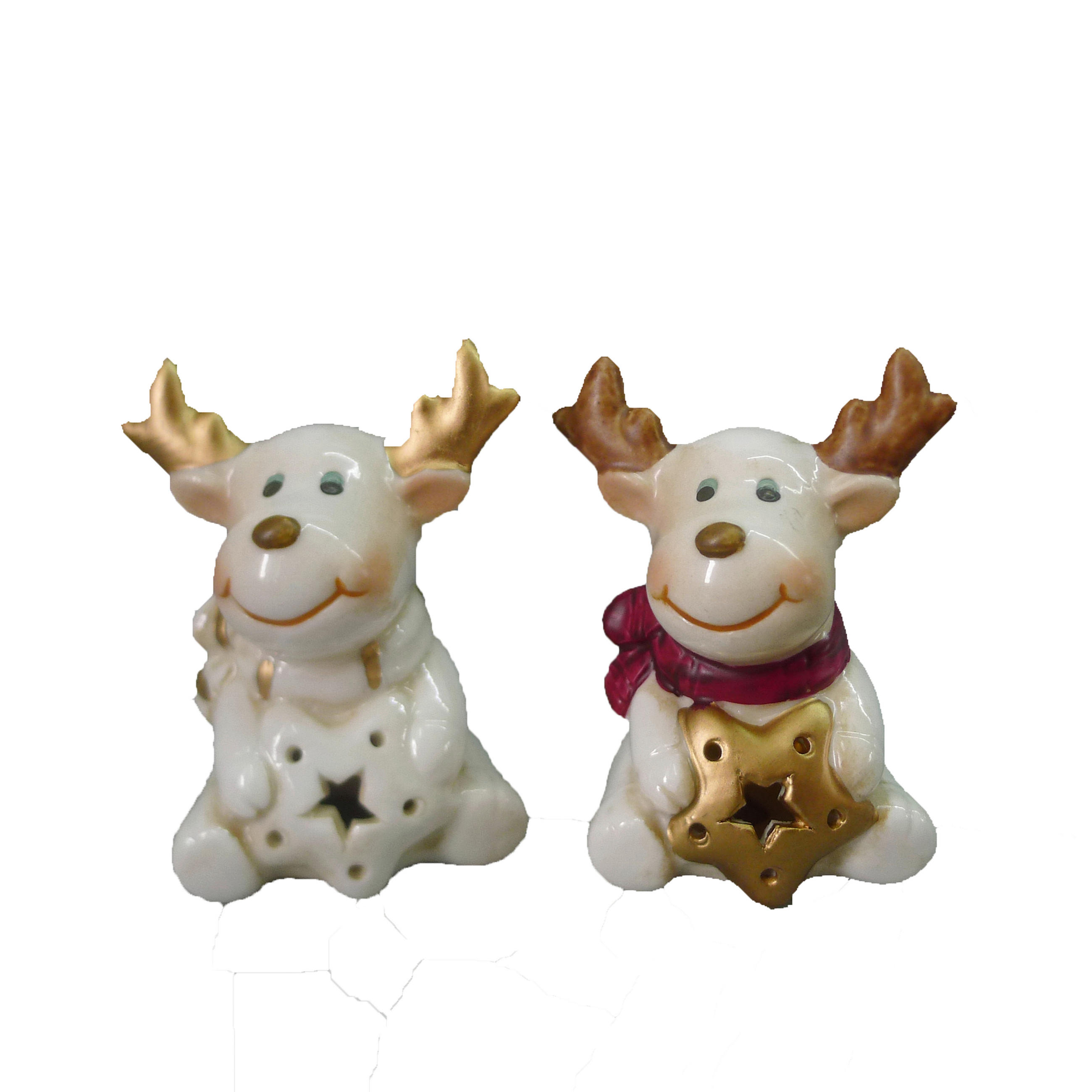 REN DECORATIV - alb/auriu, Lifestyle, ceramică (5,8/7,8cm) - X-Mas