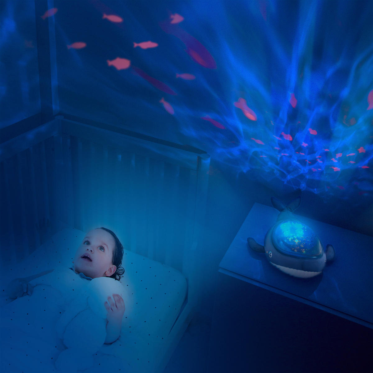 KINDER-NACHTLICHT Unterwasserwelt 29/19/18 cm   - Blau, Basics, Kunststoff/Textil (29/19/18cm) - Angelcare