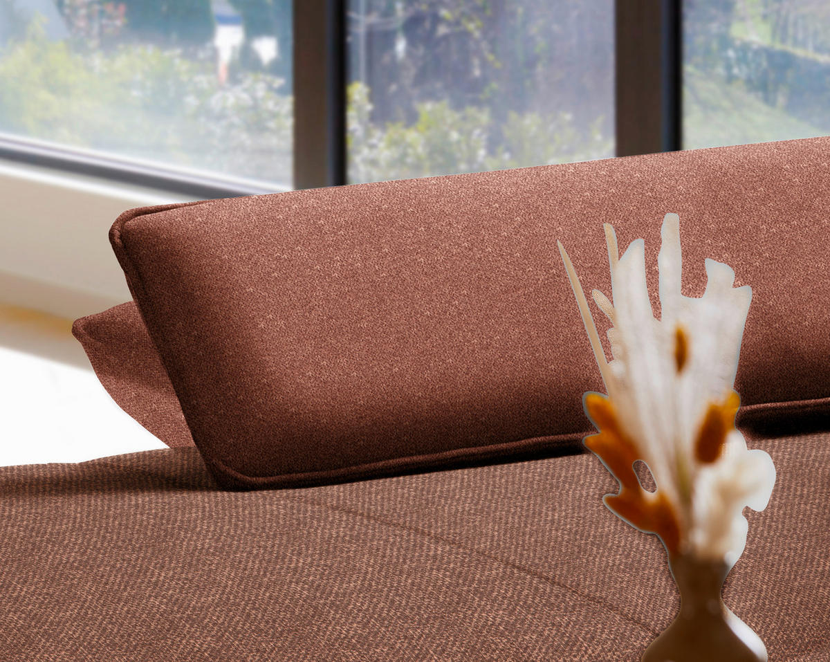 ECKSOFA in Flachgewebe Kupferfarben  - Schwarz/Kupferfarben, Design, Textil/Metall (191/301cm) - Moderano