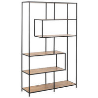 ETAJERĂ  114/185/35 cm negru, culoare lemn stejar  - culoare lemn stejar/negru, Modern, metal/material pe bază de lemn (114/185/35cm) - MID.YOU