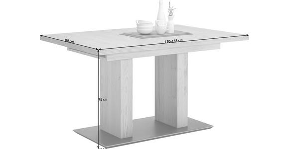 ESSTISCH in Holz, Metall, Holzwerkstoff 120-168/80/75 cm - Edelstahlfarben/Eichefarben, KONVENTIONELL, Holz/Holzwerkstoff (120-168/80/75cm) - Moderano