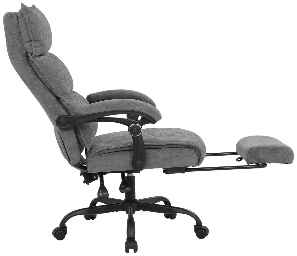 DREHSTUHL  in Chenille Grau  - Schwarz/Grau, Lifestyle, Holz/Kunststoff (66/112-120/62cm) - MID.YOU