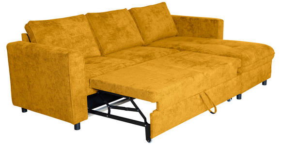 ECKSOFA Senfgelb Flachgewebe - Senfgelb/Schwarz, KONVENTIONELL, Textil/Metall (252/162cm) - Carryhome