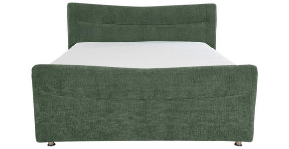 BOXSPRINGBETT 180/200 cm  in Dunkelgrün  - Chromfarben/Dunkelgrün, KONVENTIONELL, Textil/Metall (180/200cm) - Esposa