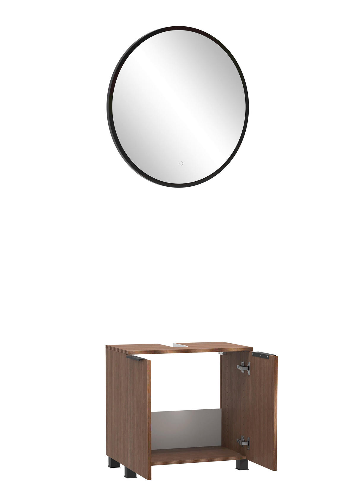 BADEZIMMER 2-teilig  in 60 cm  - Dunkelbraun/Schwarz, Basics, Holzwerkstoff/Kunststoff (60cm) - Held